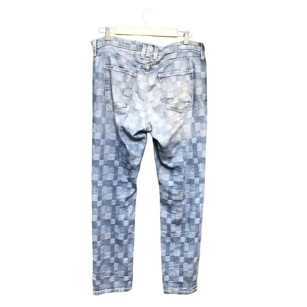 Current Elliott Jeans Checkered Faux Patchwork Denim Fling Boyfriend Loose 29